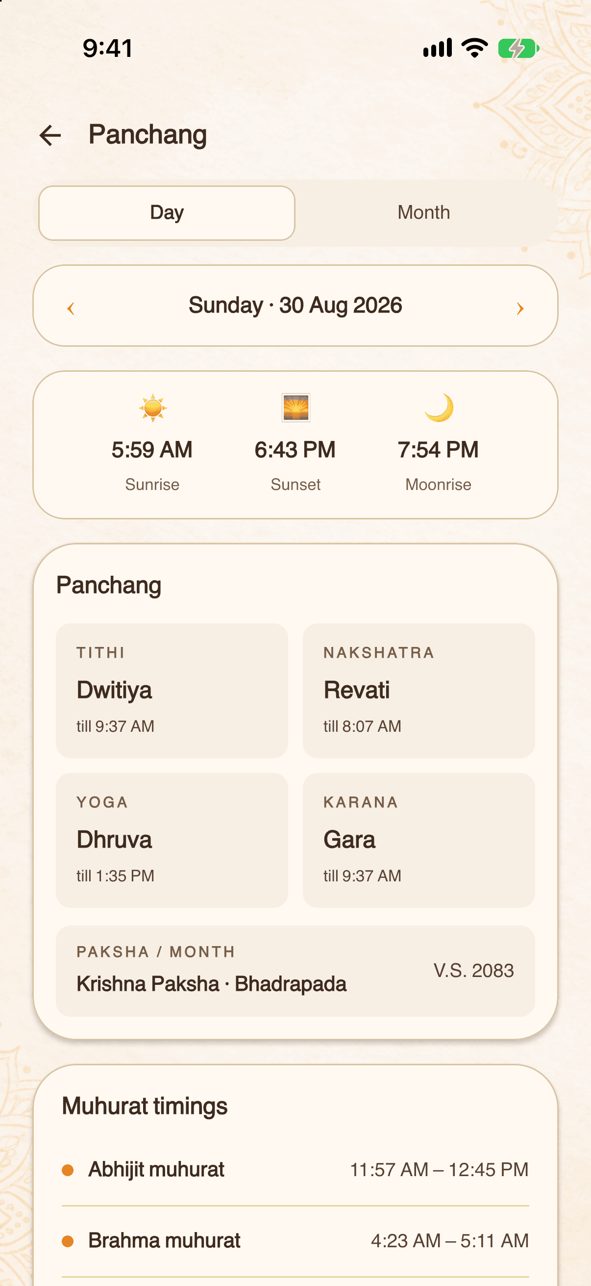 Today's timings